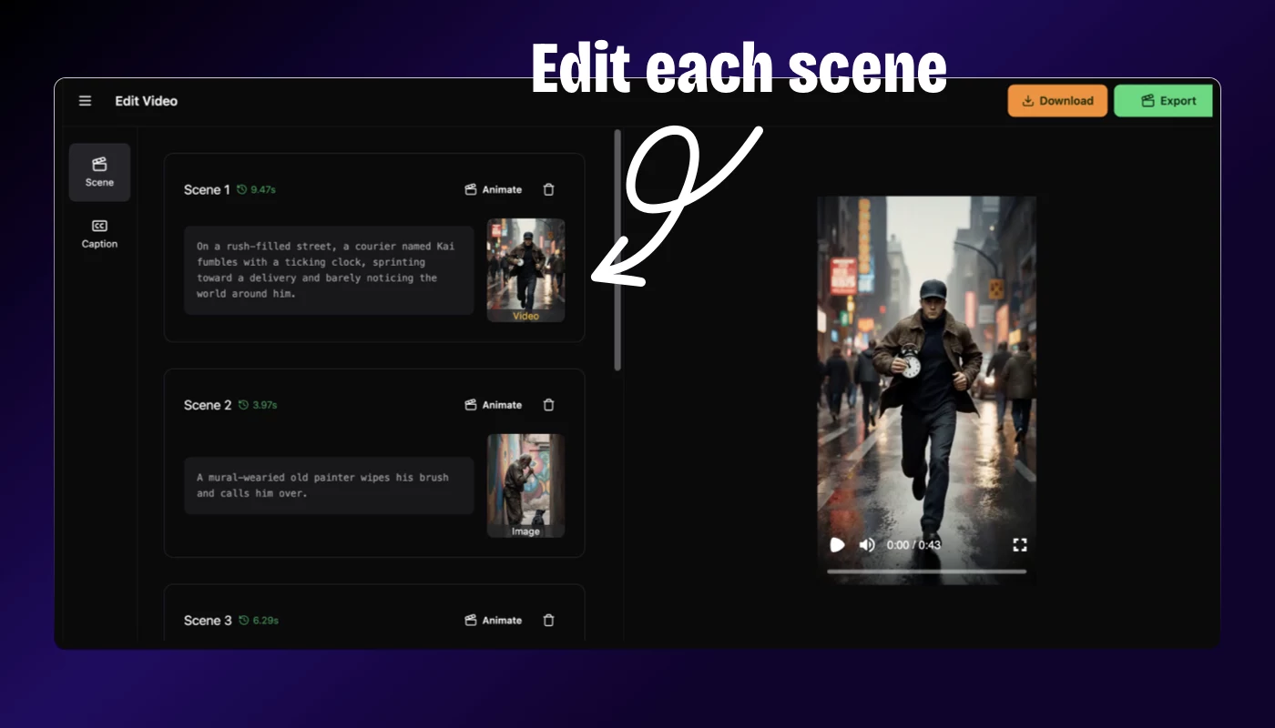 Edit scenes from one project