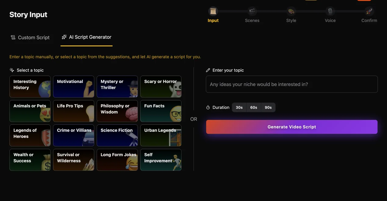 AI Script Generator By Topics