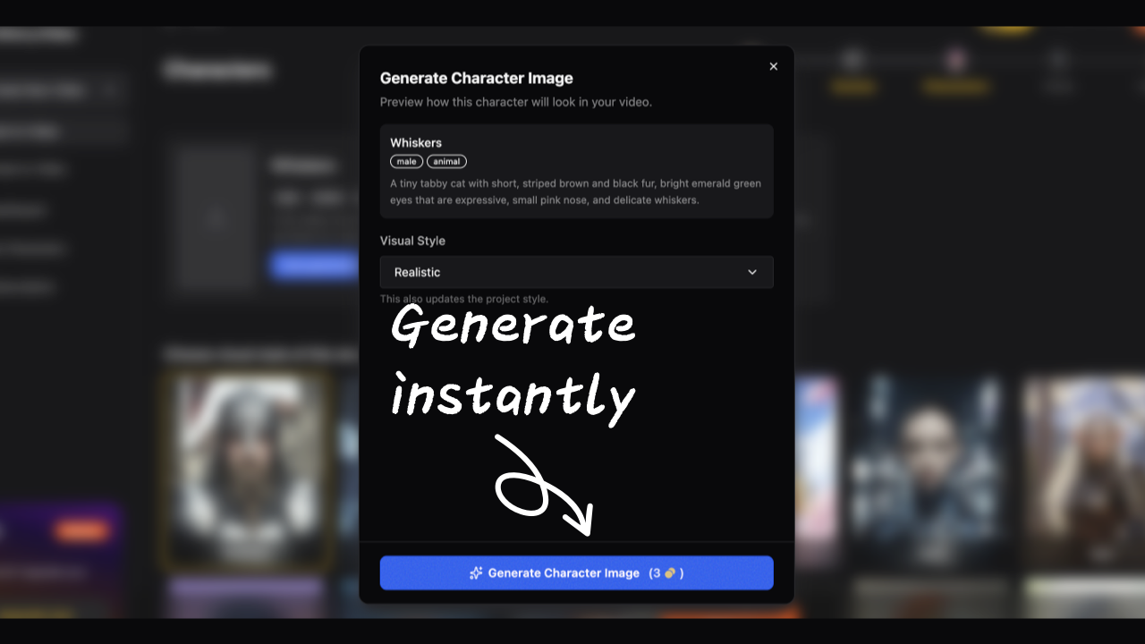 Characters Generate Instantly
