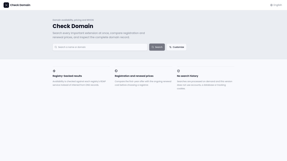 Check Domain screenshot