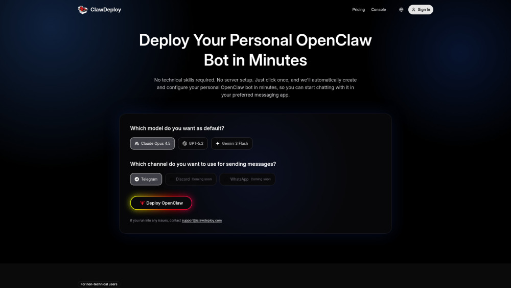 ClawDeploy screenshot