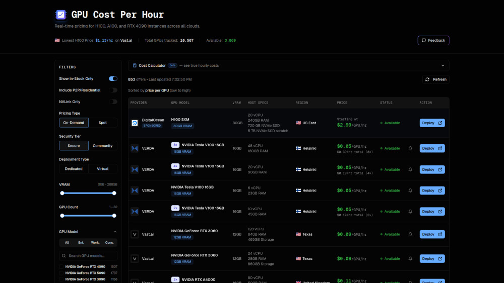 GPU Per Hour screenshot