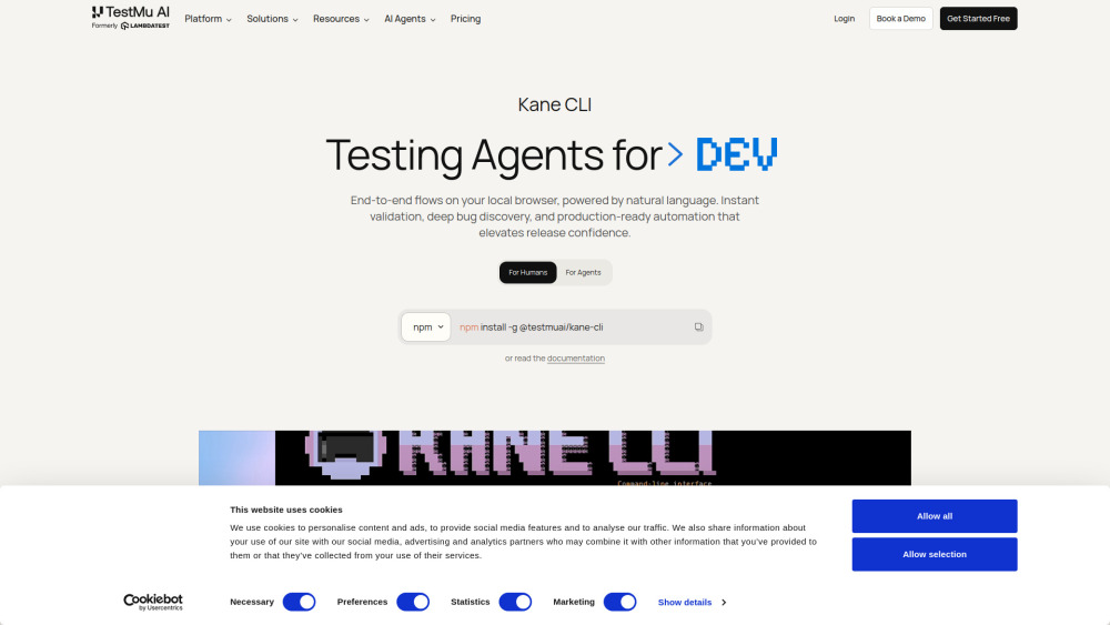 Kane CLI By TestMu AI screenshot