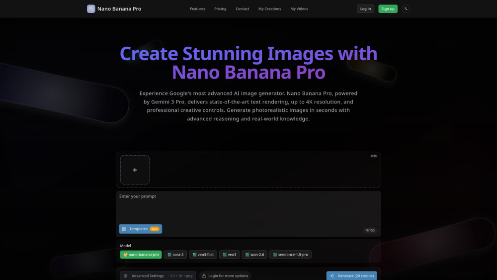 nano banana pro studio screenshot