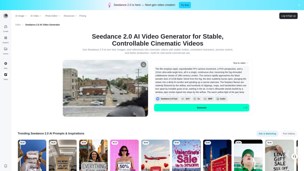 Seedance 2.0 AI Video Generator on insMind screenshot
