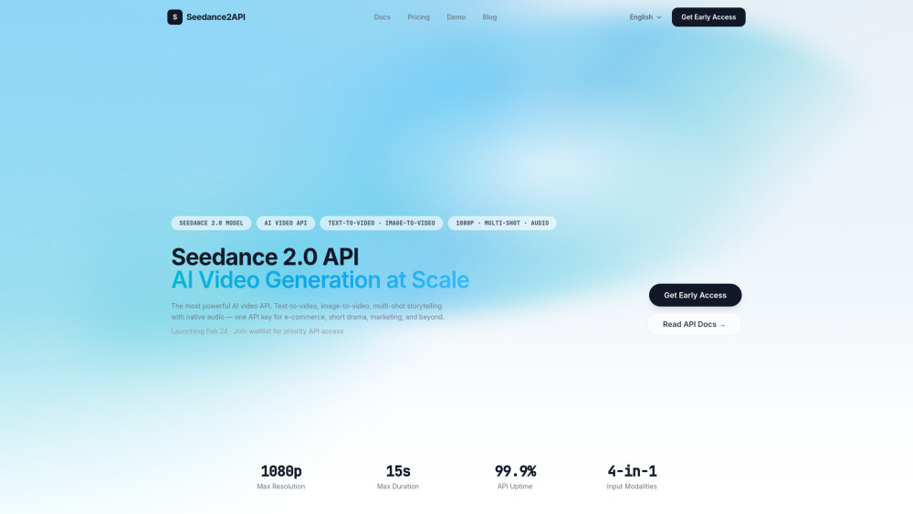 Seedance 2.0 API (Seedance2API) screenshot