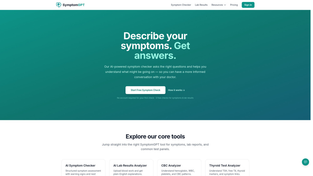 SymptomGPT screenshot