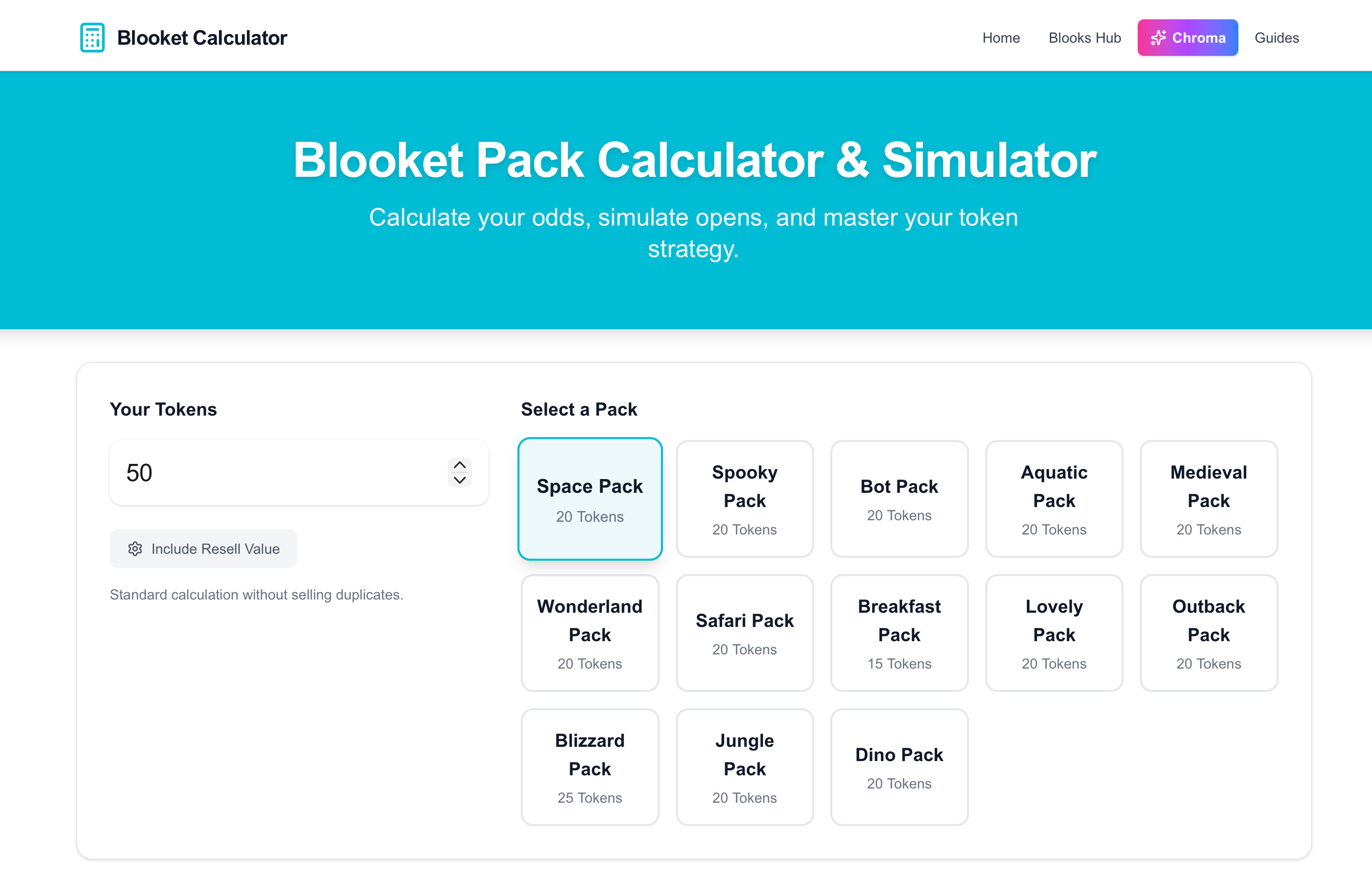 Blooket Calculator & Simulator screenshot