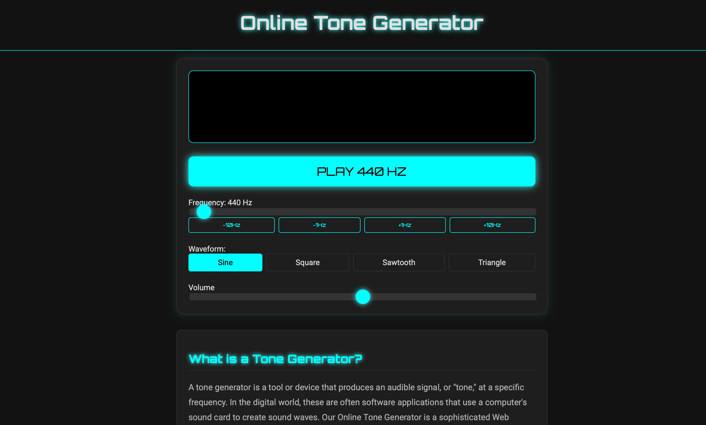Online Tone Generator screenshot