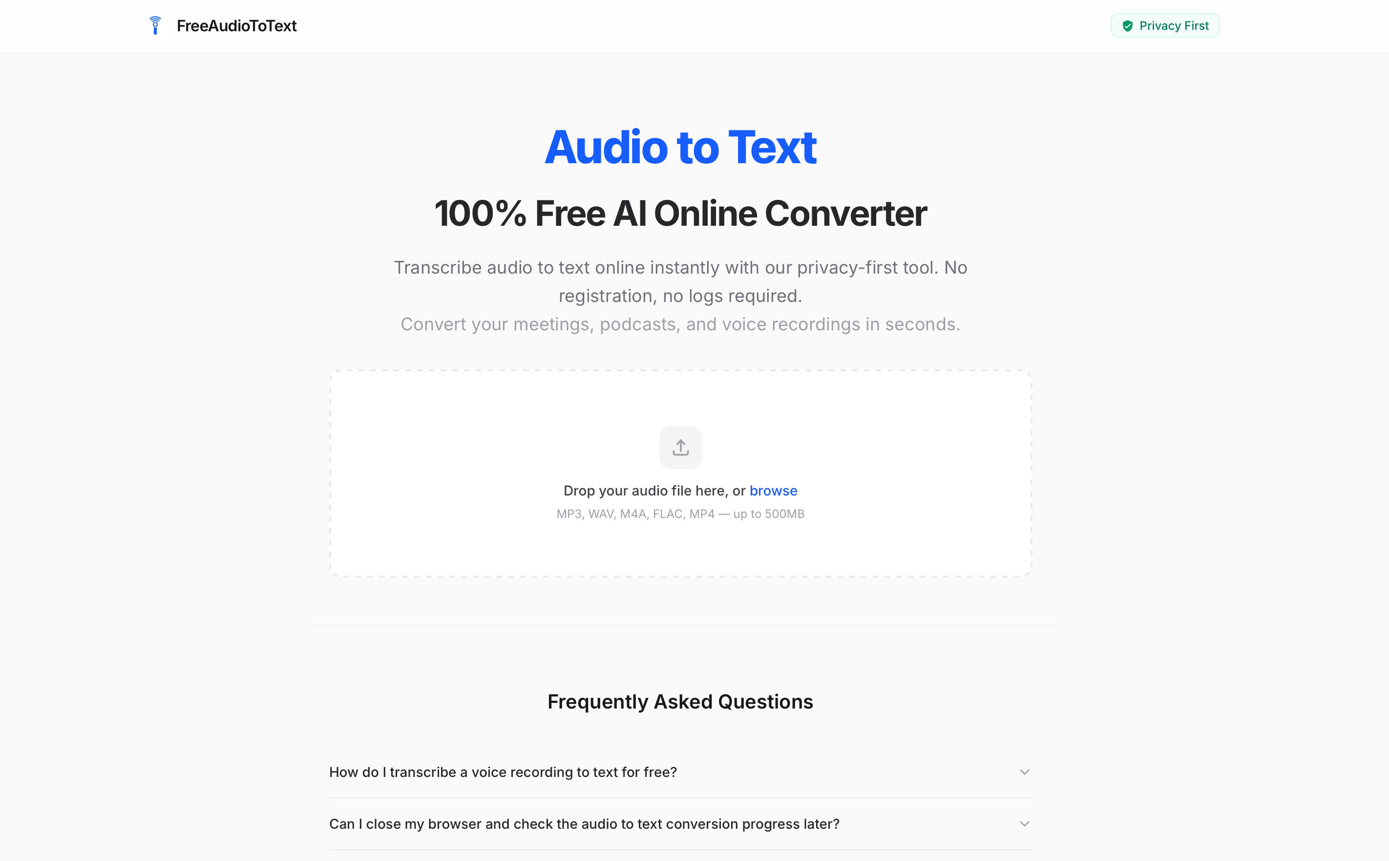 Audio to Text screenshot