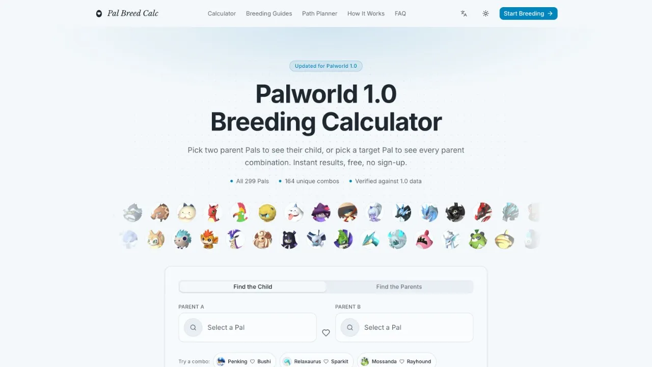 Pal Breed Calc screenshot