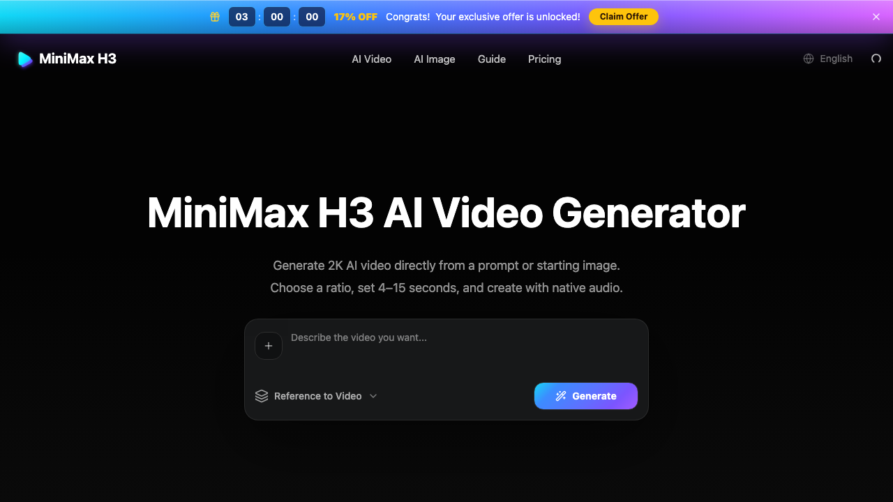 MiniMax H3 AI Video Studio screenshot