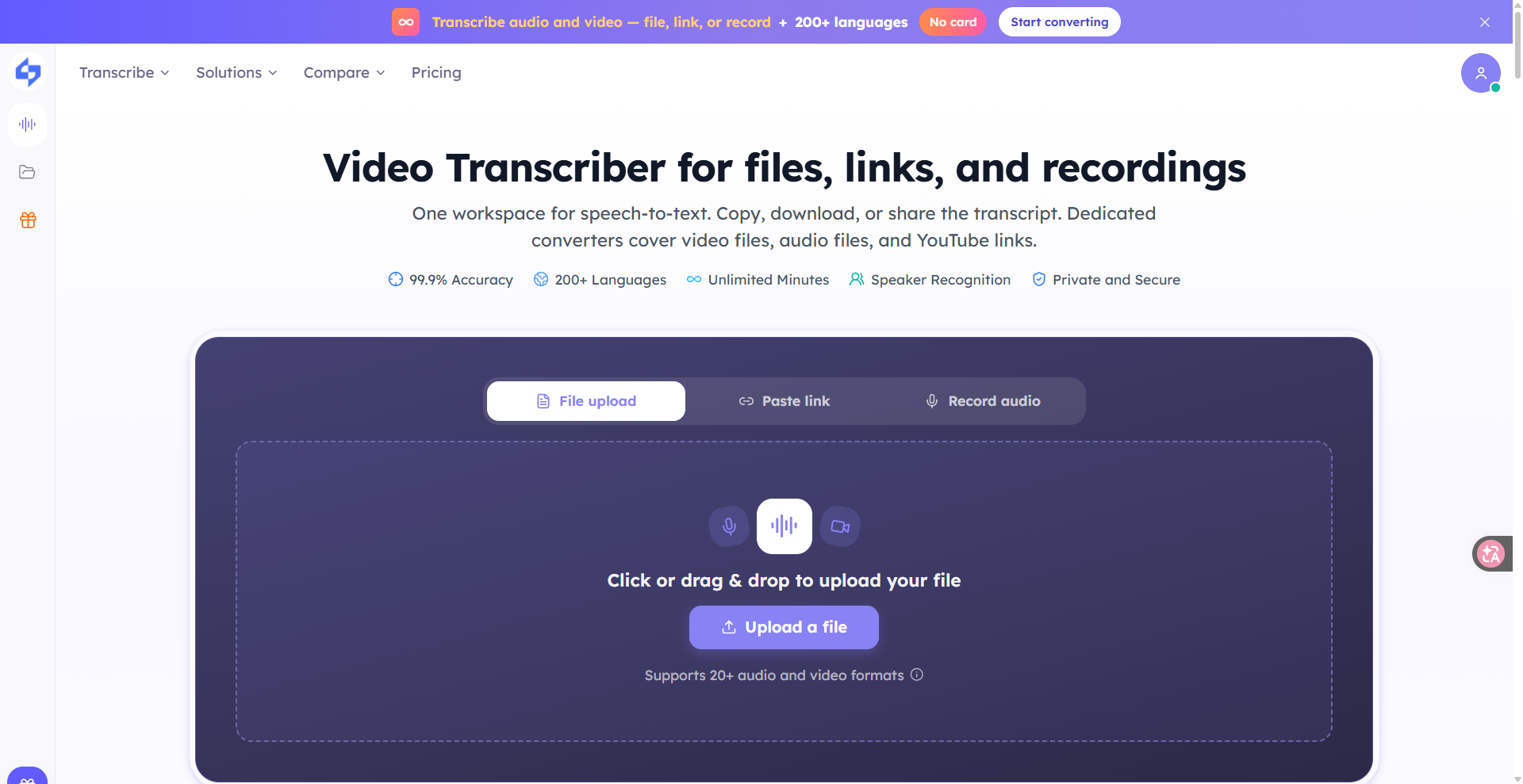 video transcriber screenshot